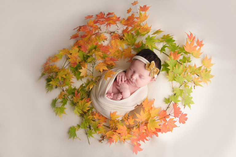 Newborn baby fall photography